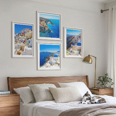 Multi-piece wall decor set Architectural landscape Oia Santorini Greece