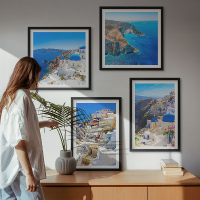 Multi-piece wall decor set Architectural landscape Oia Santorini Greece