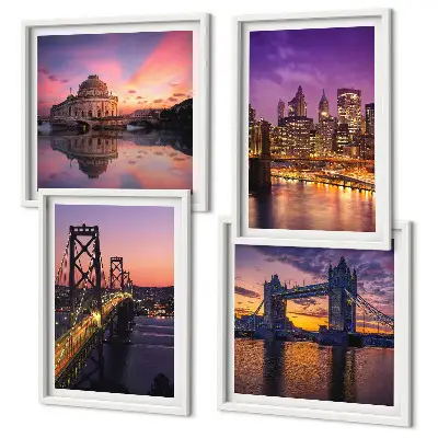 Multi-piece wall decor set Bridges, sun, city views