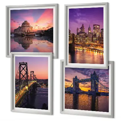 Multi-piece wall decor set Bridges, sun, city views