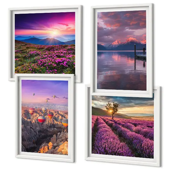 Wall art set lavender fields at sunset