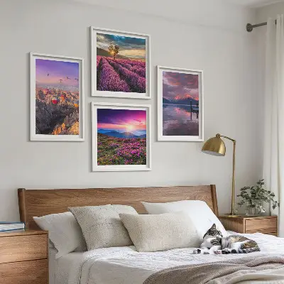 Wall art set lavender fields at sunset
