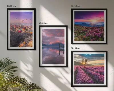 Wall art set lavender fields at sunset