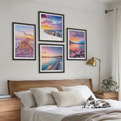 Winter landscape mountain pier wall art set of 4 pieces