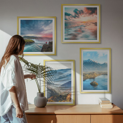 Multi-piece wall decor set Mountain landscapes waterfalls