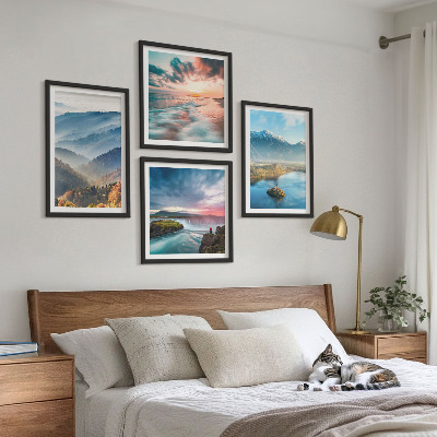 Multi-piece wall decor set Mountain landscapes waterfalls