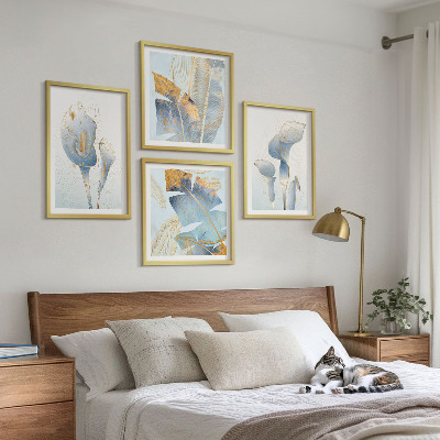 Wall art set Blue flowers on the background