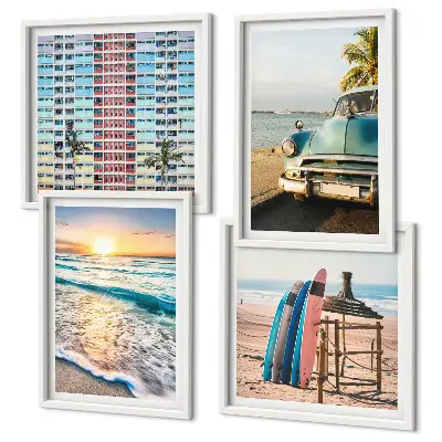 Miami sunset views wall art set of 4 pieces