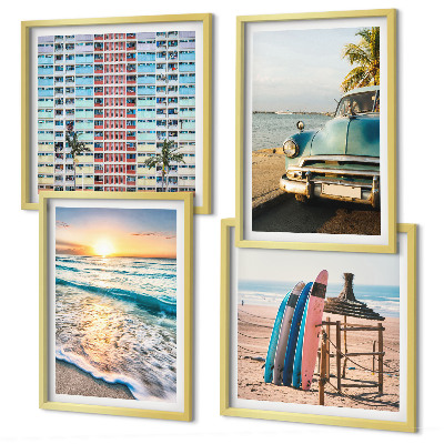Set of 4 wall art pieces Miami sunset views