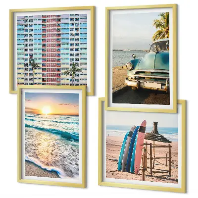 Miami sunset views wall art set of 4 pieces