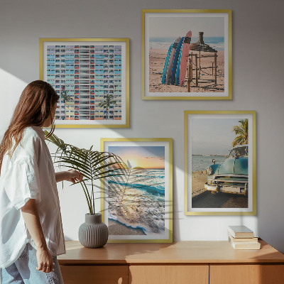 Set of 4 wall art pieces Miami sunset views