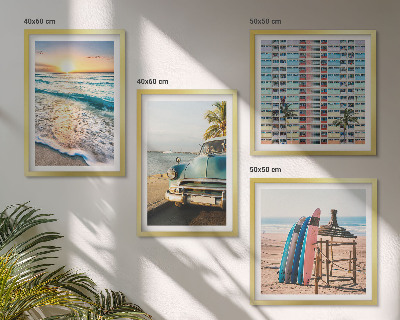 Set of 4 wall art pieces Miami sunset views