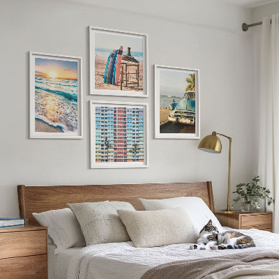 Set of 4 wall art pieces Miami sunset views