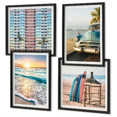 Miami sunset views wall art set of 4 pieces