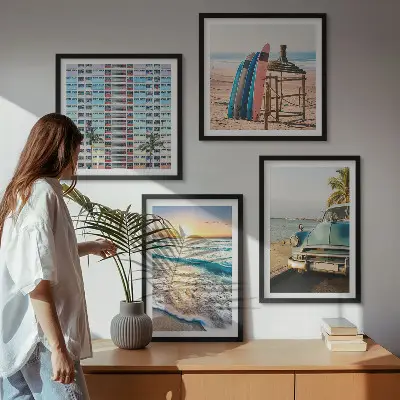 Miami sunset views wall art set of 4 pieces