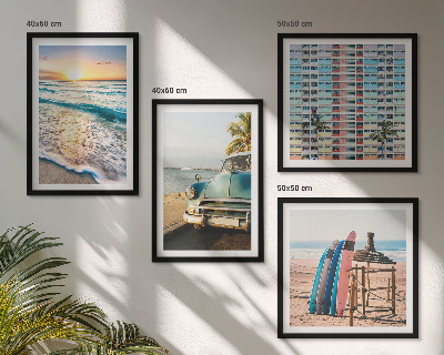 Set of 4 wall art pieces Miami sunset views
