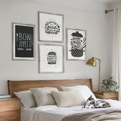 Multi-piece wall decor set featuring culinary food quotes and graphics