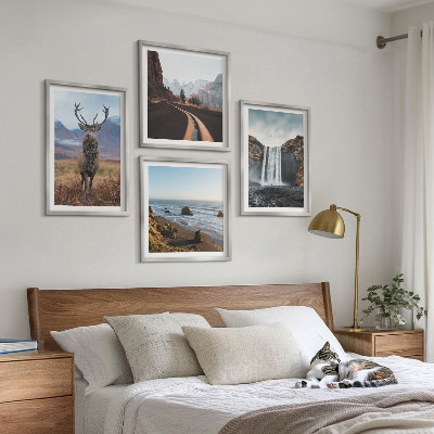 Wall art set Mountain landscapes waterfall deer beaches