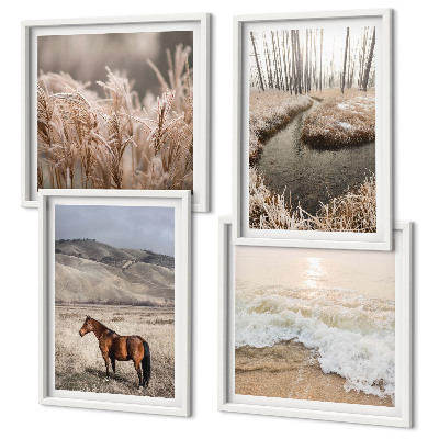 Multi-piece wall decor set Horses landscape sea grass forest