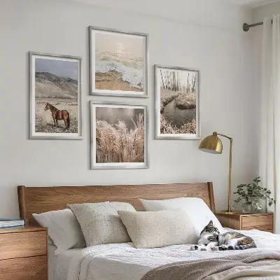 Multi-piece wall decor set Horses landscape sea grass forest