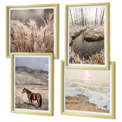 Multi-piece wall decor set Horses landscape sea grass forest