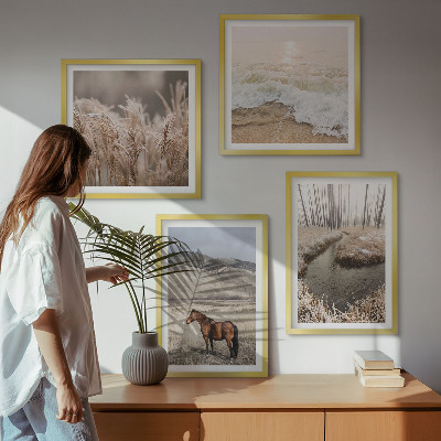 Multi-piece wall decor set Horses landscape sea grass forest