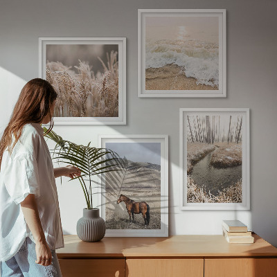 Multi-piece wall decor set Horses landscape sea grass forest