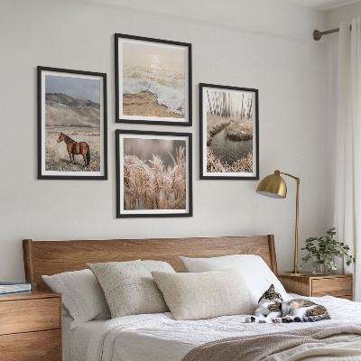 Multi-piece wall decor set Horses landscape sea grass forest