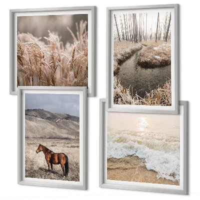 Multi-piece wall decor set Horses landscape sea grass forest