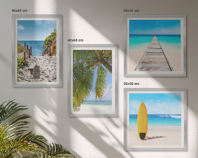 Set of 4 wall art pieces Holiday views beach palm trees