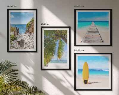 Set of 4 wall art pieces Holiday views beach palm trees
