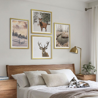Multi-piece wall decor set Winter landscape with deer