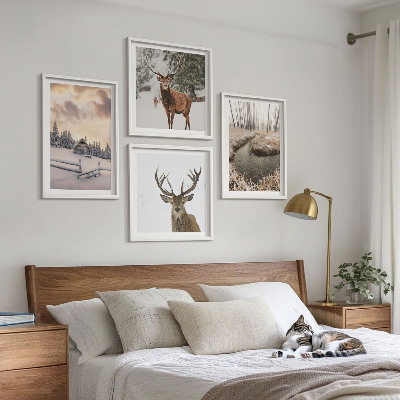 Multi-piece wall decor set Winter landscape with deer