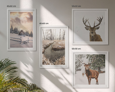 Multi-piece wall decor set Winter landscape with deer