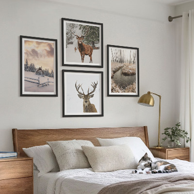 Multi-piece wall decor set Winter landscape with deer