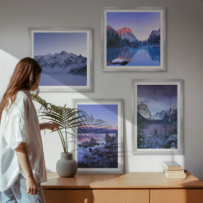 Multi-piece wall decor set Mountain landscapes, sunset, water