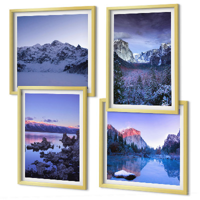 Multi-piece wall decor set Mountain landscapes, sunset, water