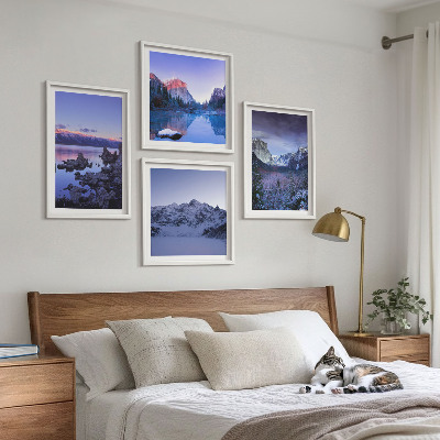 Multi-piece wall decor set Mountain landscapes, sunset, water