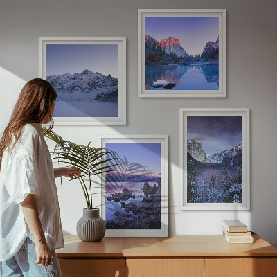 Multi-piece wall decor set Mountain landscapes, sunset, water