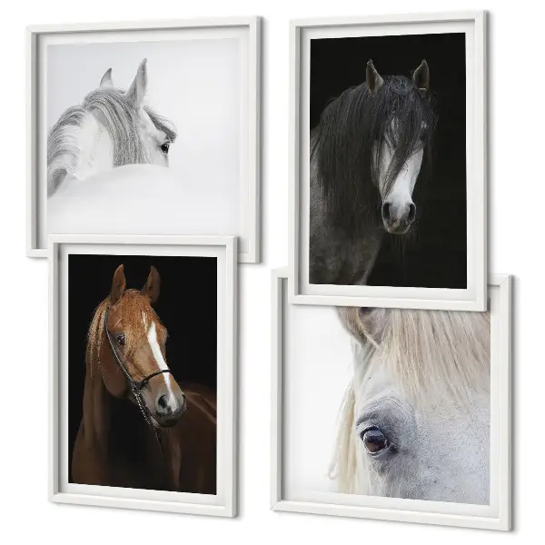 Wall art set Horse portraits in shades