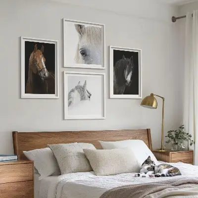 Wall art set Horse portraits in shades