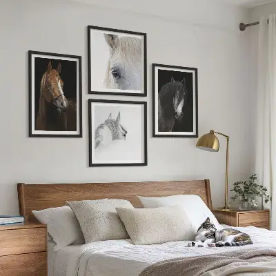 Wall art set Horse portraits in shades