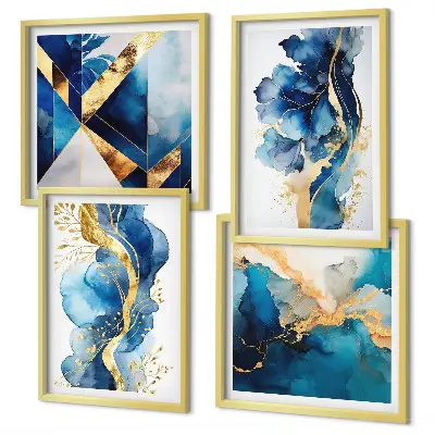 Multi-piece wall decor set Blue abstract patterns