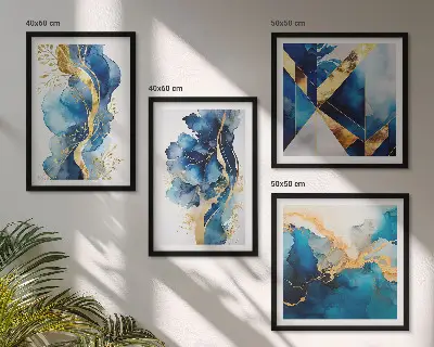 Multi-piece wall decor set with blue abstract patterns