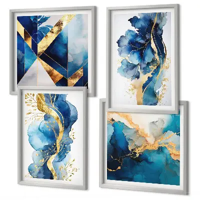 Multi-piece wall decor set Blue abstract patterns