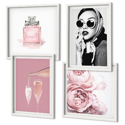 Wall art set Stylish pink accessories