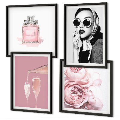 Wall art set Stylish pink accessories