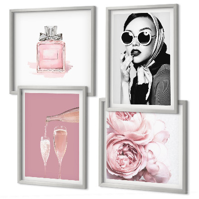 Wall art set Stylish pink accessories