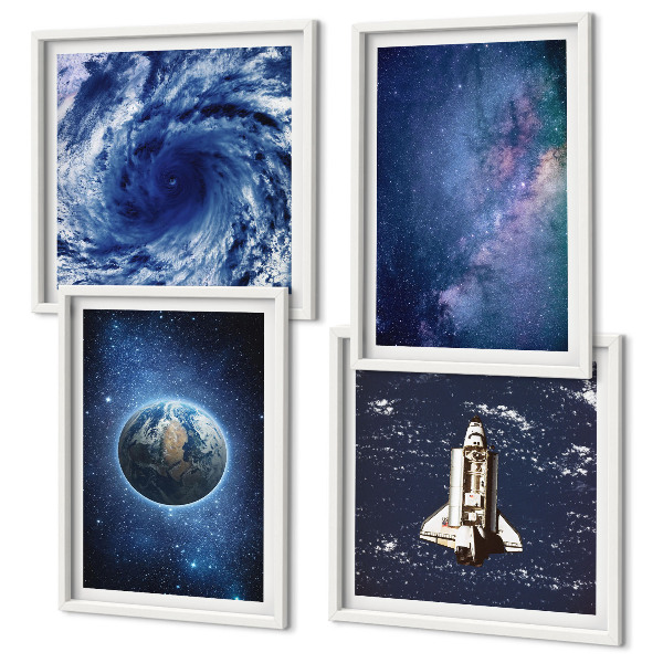 Multi-piece wall decor set Earth space storm galaxy