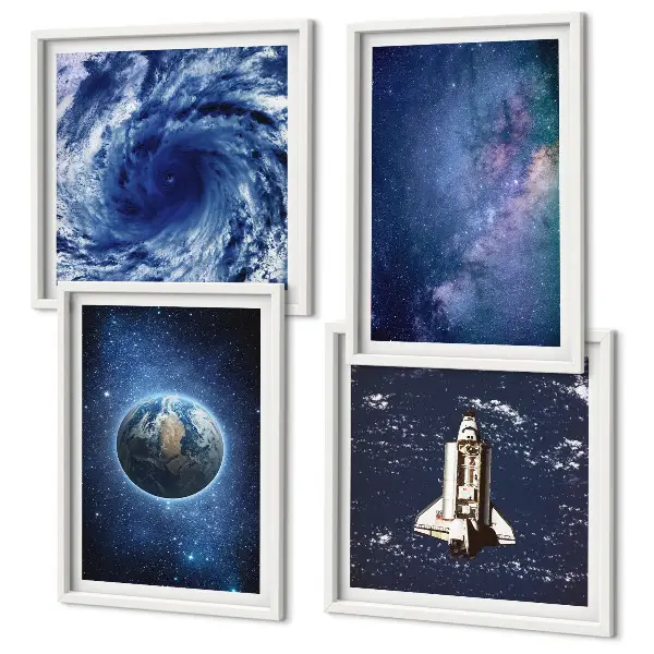 Multi-piece wall decor set featuring an earth space storm galaxy design